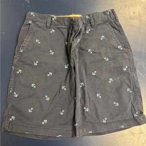 Nautical Anchor Print Men's Shorts - Black